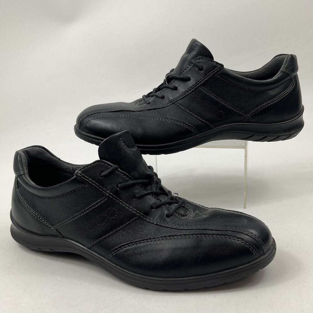 Ecco Womens Shock Point Comfort Walking Shoes Size 8.5 Black Leather Sneakers